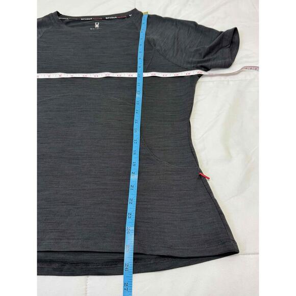 Spyder Black Zipper Pocket Short Sleeve Crew Neck Stretchy Athletic TShirt Large - Picture 9 of 9